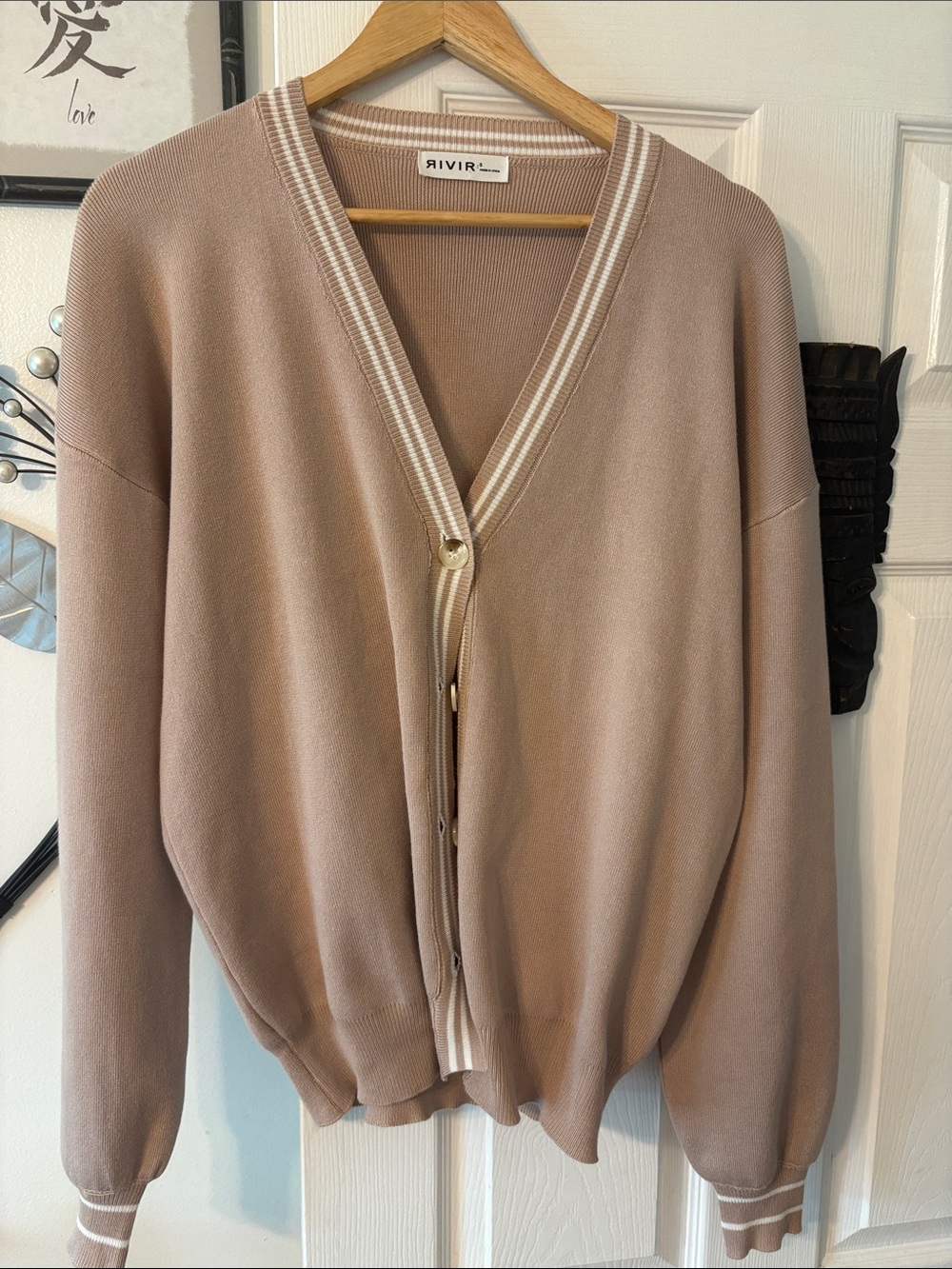Silvia Taupe V‑Neck Button Cardigan